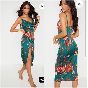 Floral Satin Midi Dress